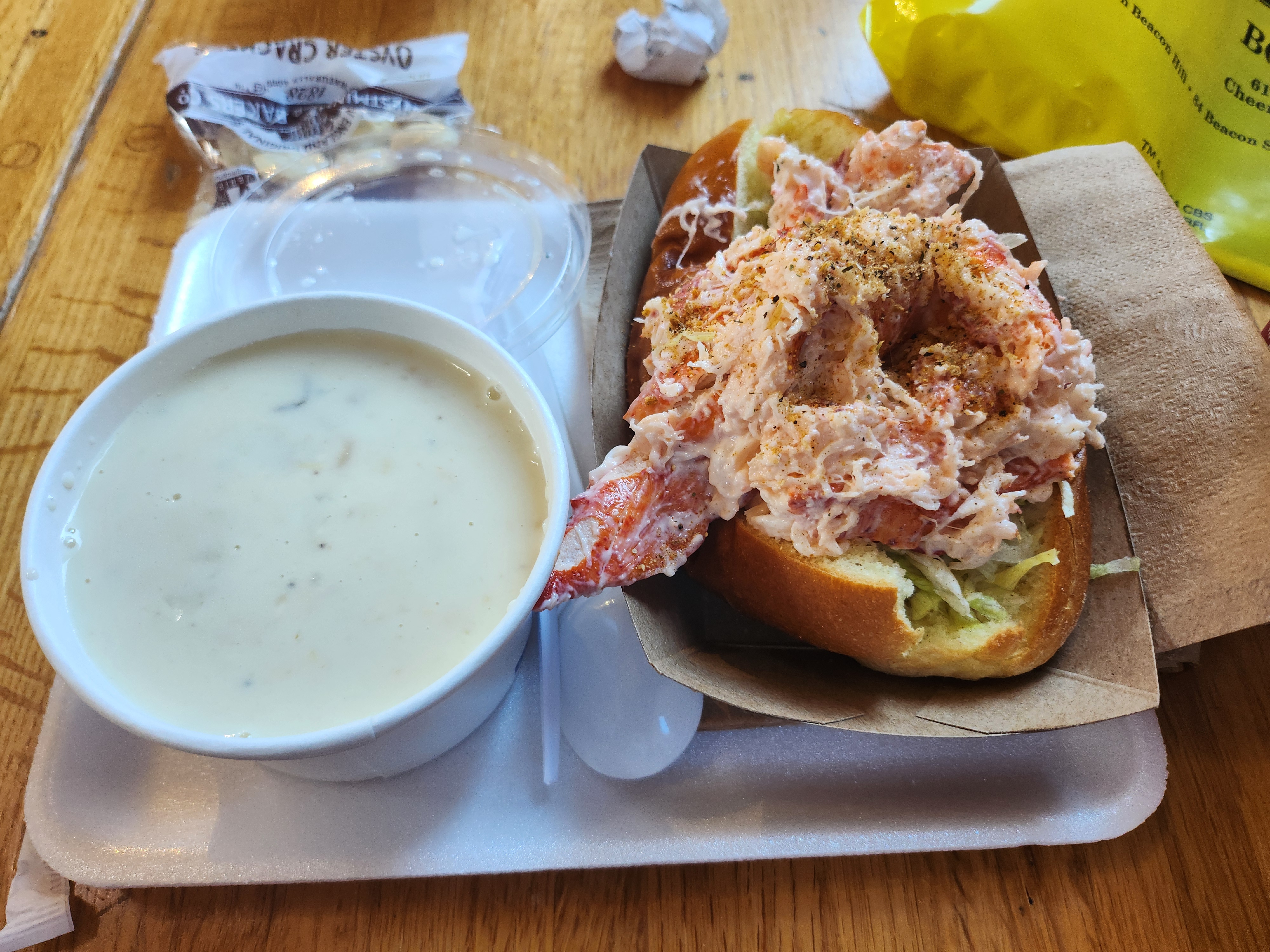 Cold Lobster Roll Clam Chowder Boston
